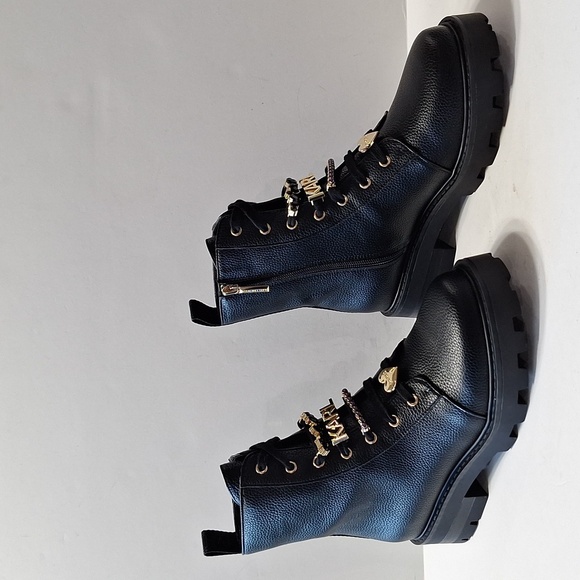 Karl Lagerfeld NEW Black Mela Whimsigoth Witchcore Side Zip Combat Boots Size 7 - Picture 2 of 13